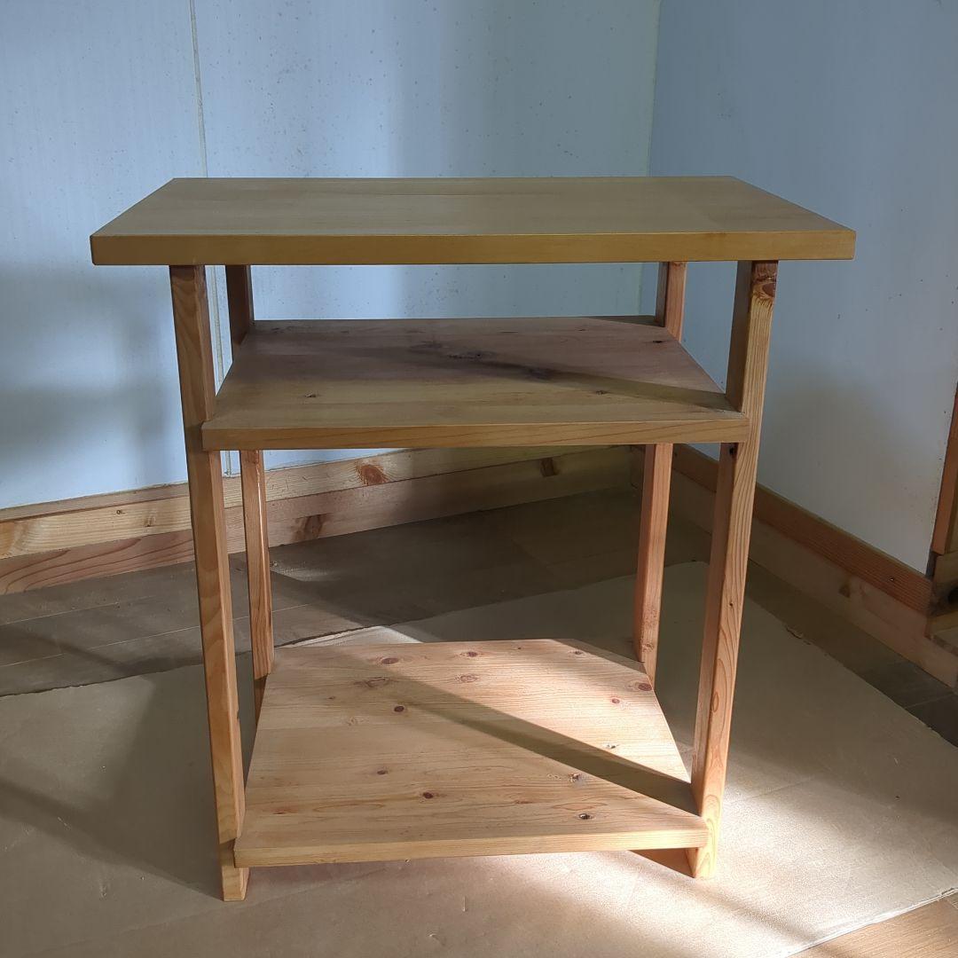木製 3段シェルフ　棚　サイドテーブル　荷物置き　ナチュラル　ハンドメイド