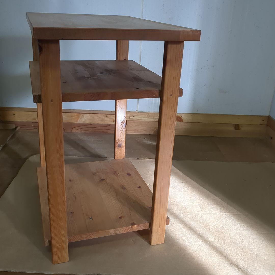 木製 3段シェルフ　棚　サイドテーブル　荷物置き　ナチュラル　ハンドメイド