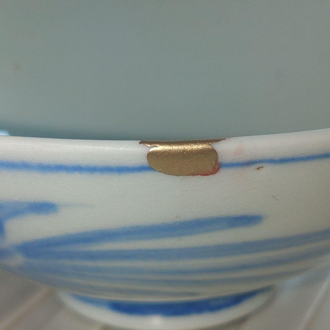 李朝?　不死鳥染付白磁茶碗　古美術