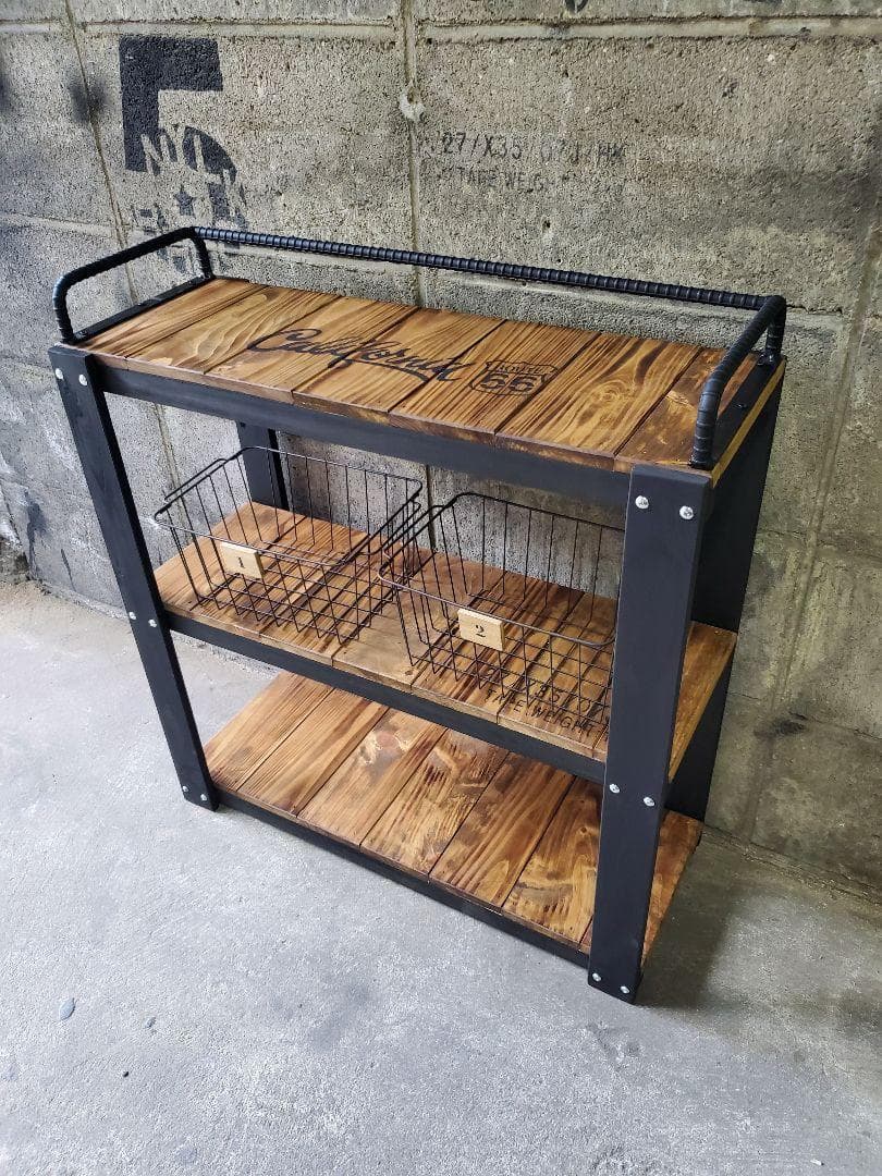 鉄筋バーラック　木製ラック　棚　収納　男前インテリア　インダストリアル 1010