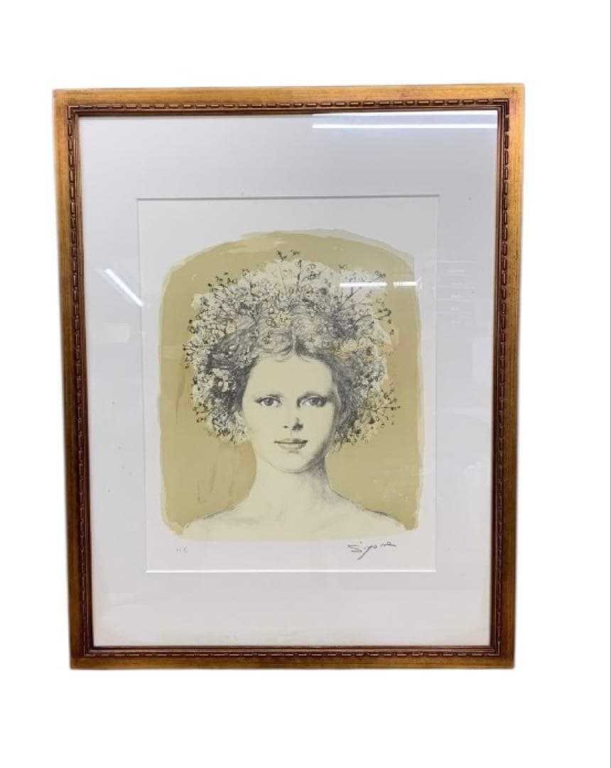 リトグラフ 芝田米三 四季の譜 日本芸術院 額付絵画 額約56x71cm