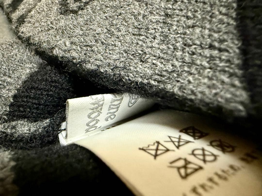 ヴィヴィアンウエストウッド　耳あて 耳当て ニット帽子 ブラック×グレー