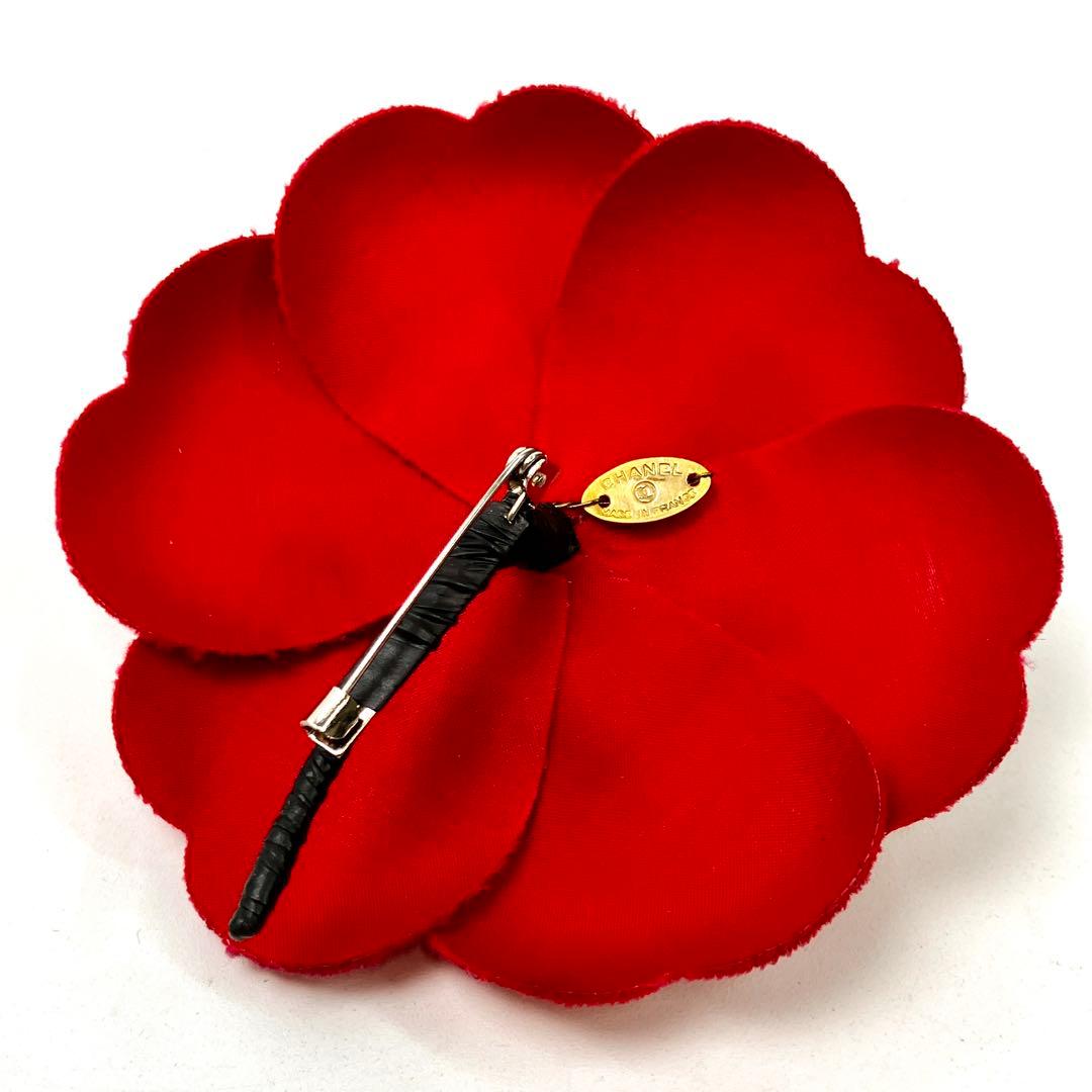 CHANEL カメリア コサージュ ブローチ シャネル ベルベット レッド 赤