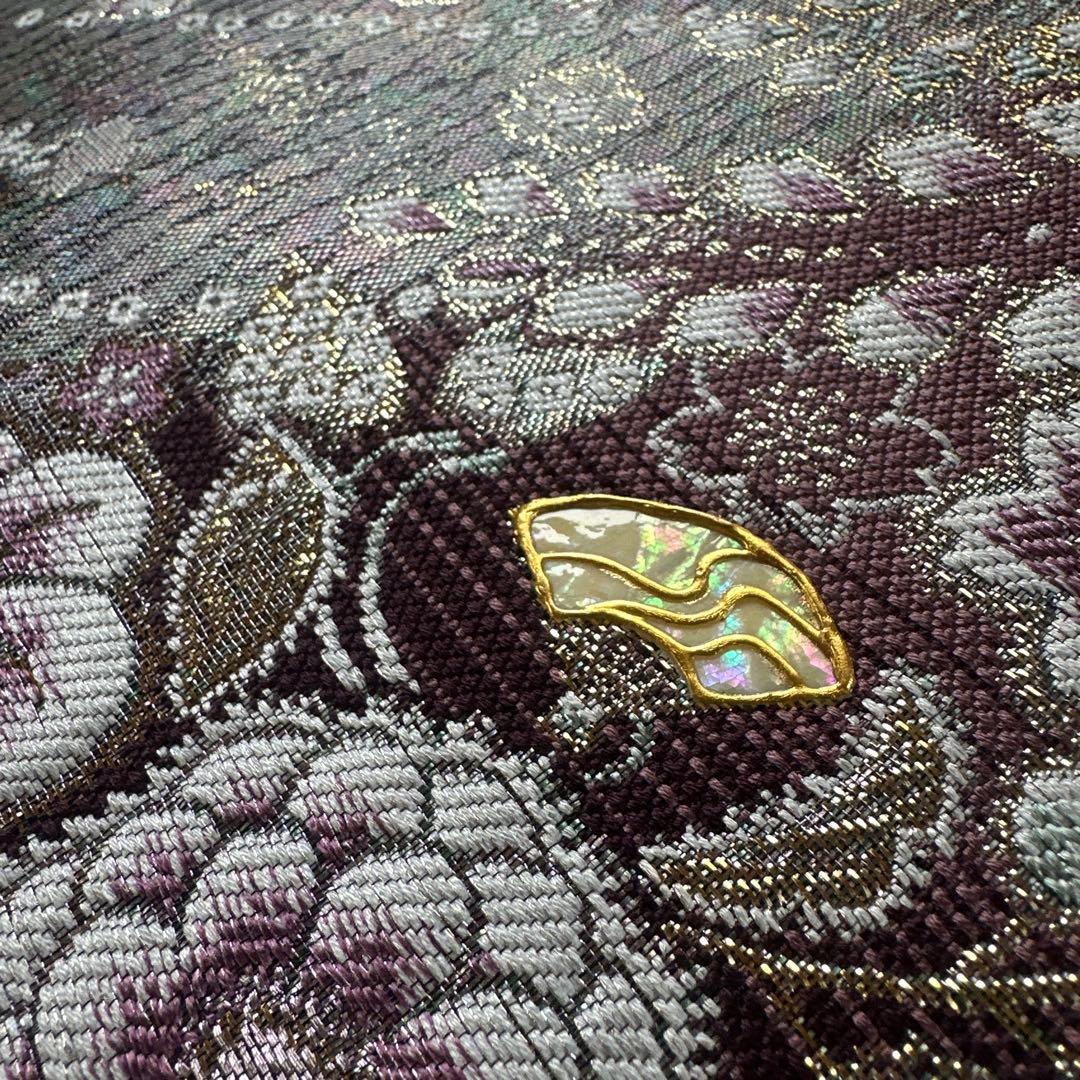 螺鈿がきらり風に揺れる辻が花　きものやまと　正絹六通袋帯