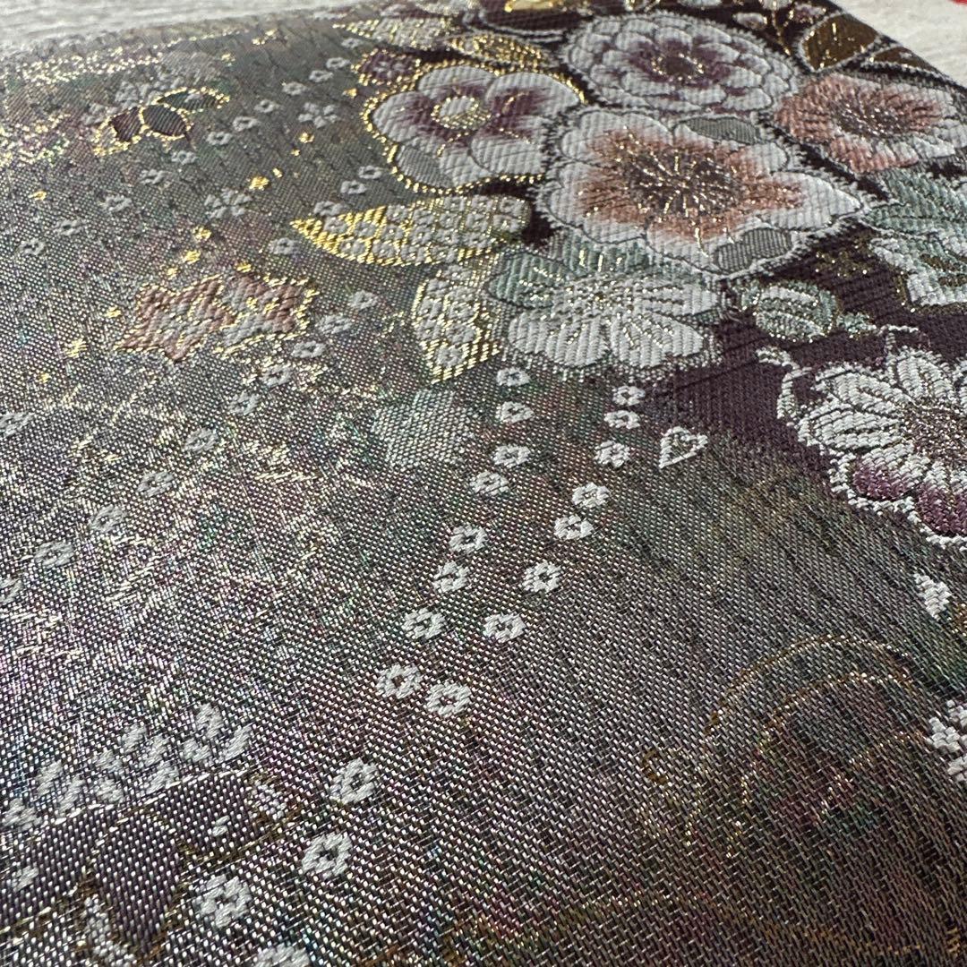 螺鈿がきらり風に揺れる辻が花　きものやまと　正絹六通袋帯