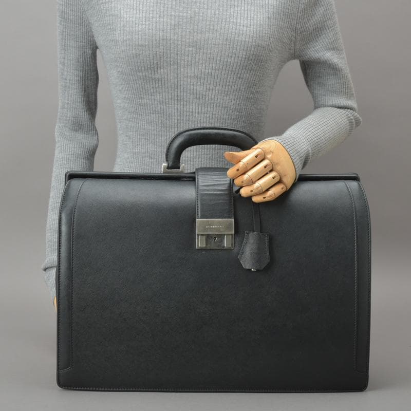 BURBERRY◇バーバリー ビジネスバッグ 鍵付き レザー ブラック 書類鞄