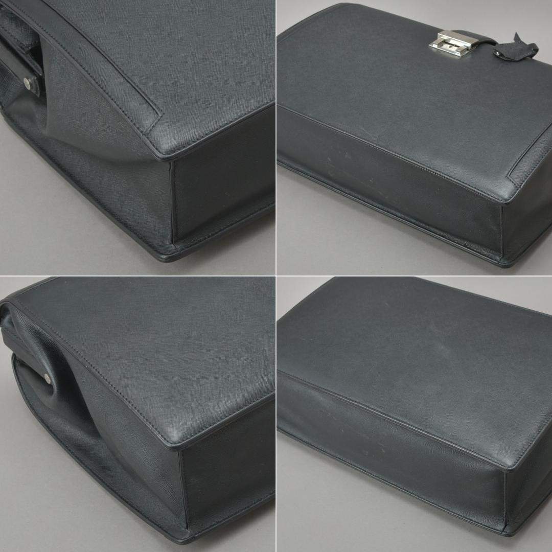 BURBERRY◇バーバリー ビジネスバッグ 鍵付き レザー ブラック 書類鞄