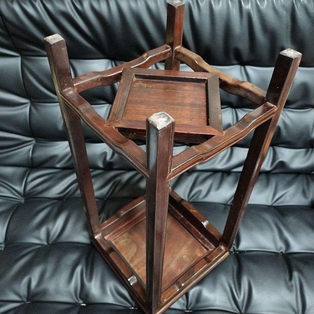 花台 螺鈿 アンティーク 唐木 台 骨董 盆栽台