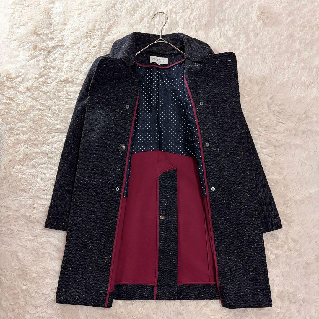 マッキントッシュフィロソフィー ネップツイード ダブルコート ネイビー 2way