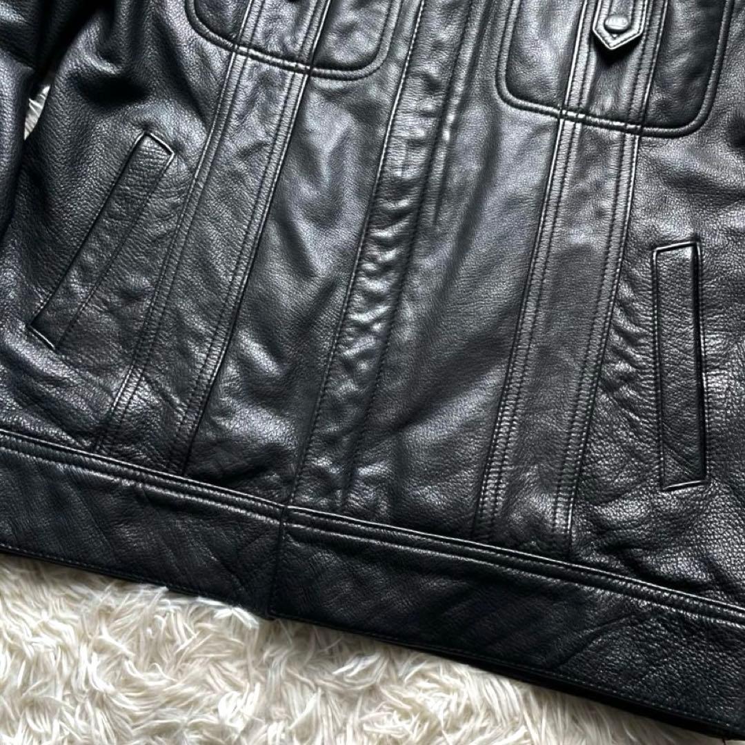 Lee×FREAK'S STORE トラッカージャケット カウレザー 黒 M