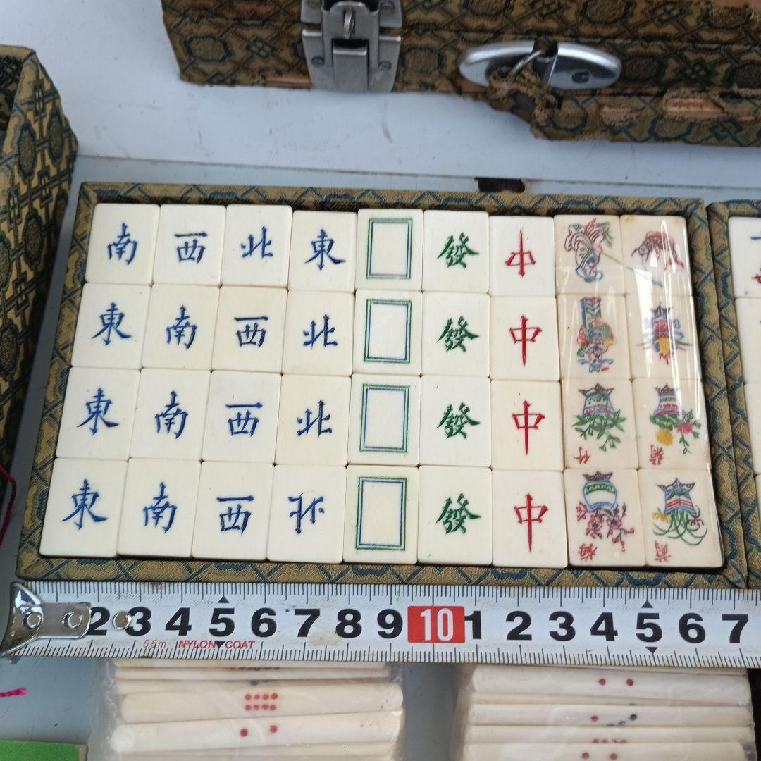 3613）麻雀牌　骨製?（鹿かも？）背竹牌 マージャン牌 パイ牌 中国工芸品