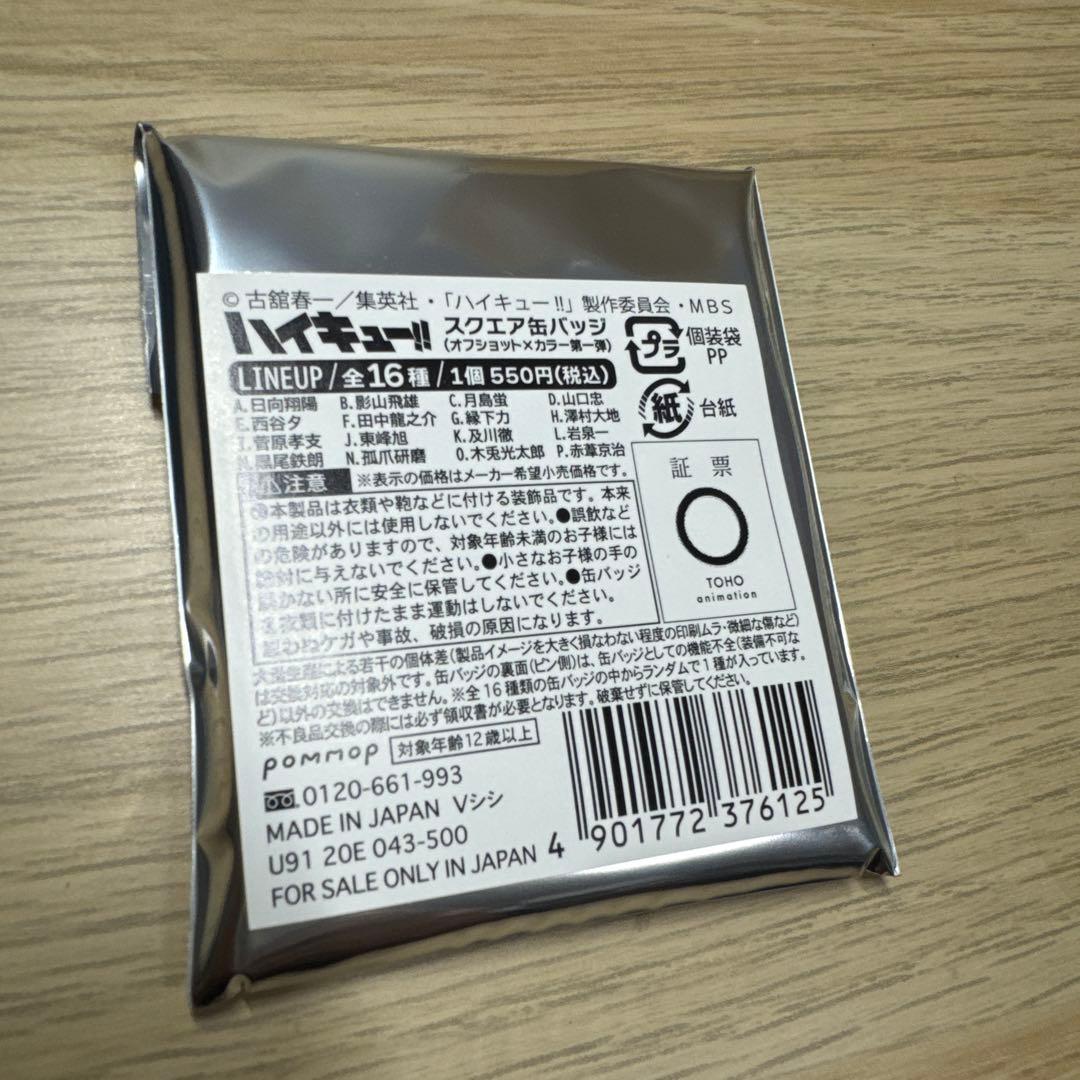 ハイキュー セブンネット限定 スクエア缶バッジ オフショット×カラー第一弾 新品