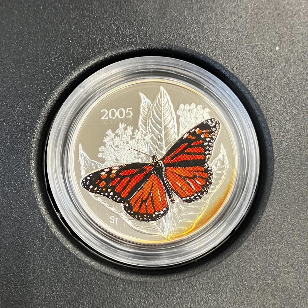 カナダ王立造幣局発行「バタフライコレクション」オオカバマダラ 2005年
