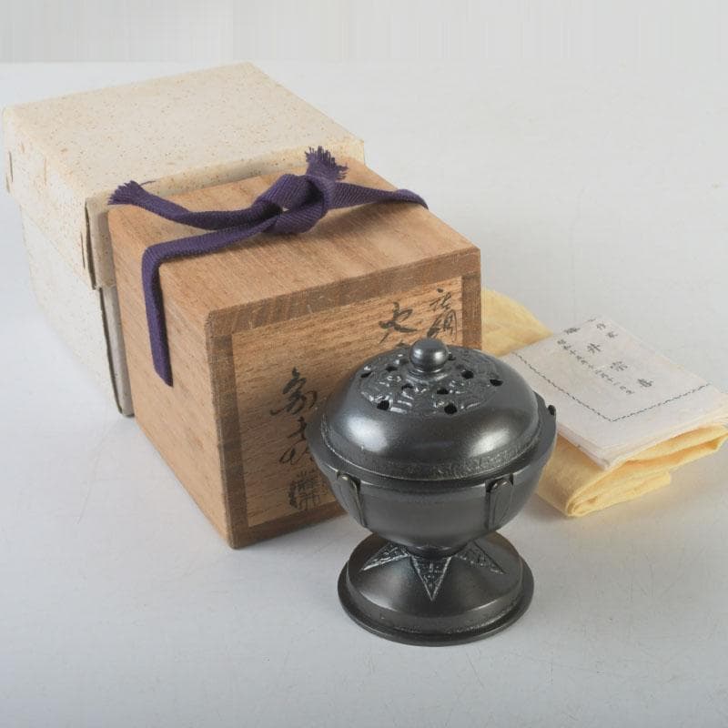 茶道具　唐銅風炉師　藤井宗喜作　唐銅　古銅写　火舎蓋置　共箱　V　9609