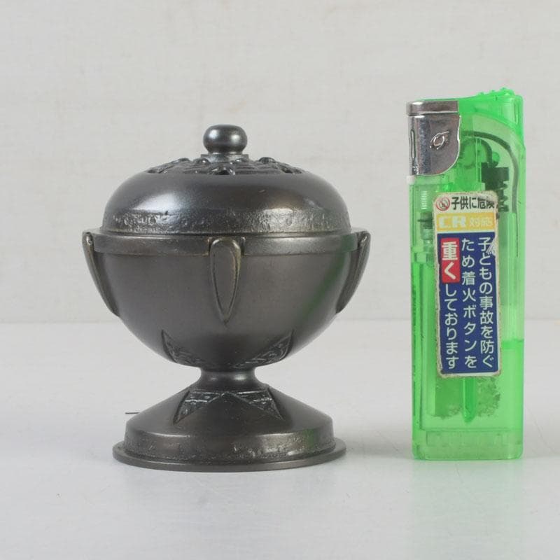 茶道具　唐銅風炉師　藤井宗喜作　唐銅　古銅写　火舎蓋置　共箱　V　9609
