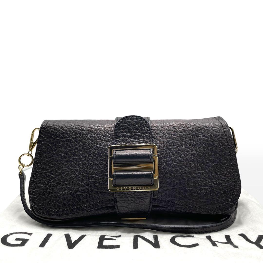 未使用級　レア　GIVENCHY ジバンシィ　ショルダーバッグ　ブラック　シボ革