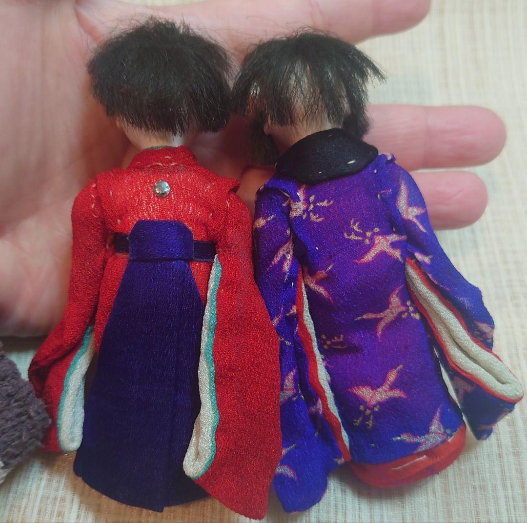 [2体セット] 豆市松人形 古布