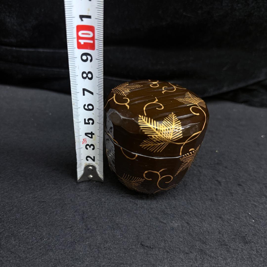 松唐草蒔絵　折撓棗 茶道具 ナツメ 茶入り 漆器 在銘 共箱