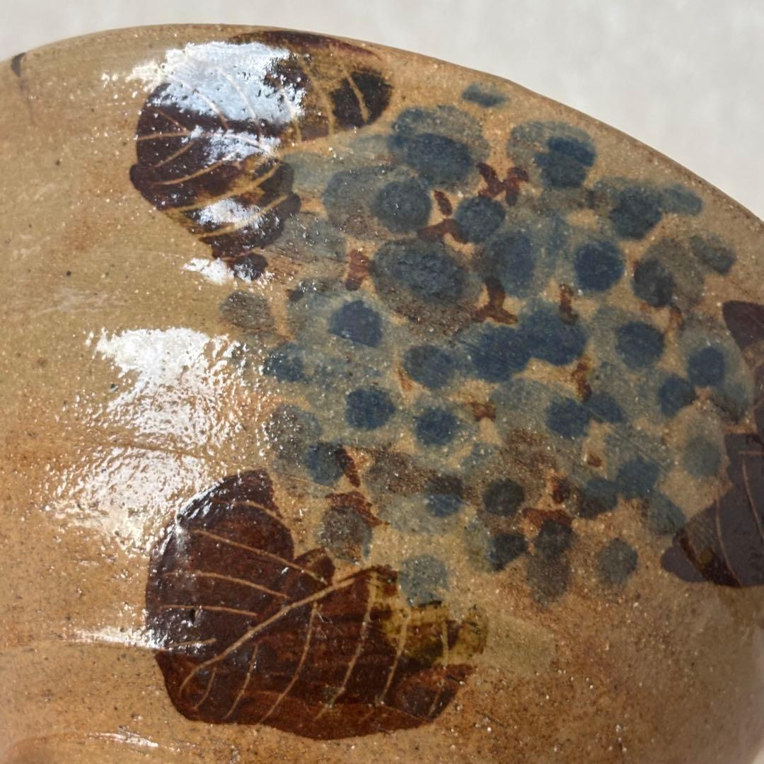 布志名焼 雲善窯 九代 土屋善四郎作 「紫陽花」抹茶碗 茶道具 (160Da)