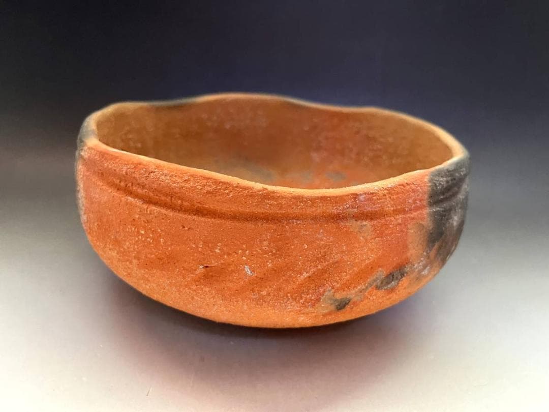 灰器■焼貫灰器 二代長楽作 「小川長楽」 赤楽 灰入れ 灰鉢 灰器 京焼 共箱■