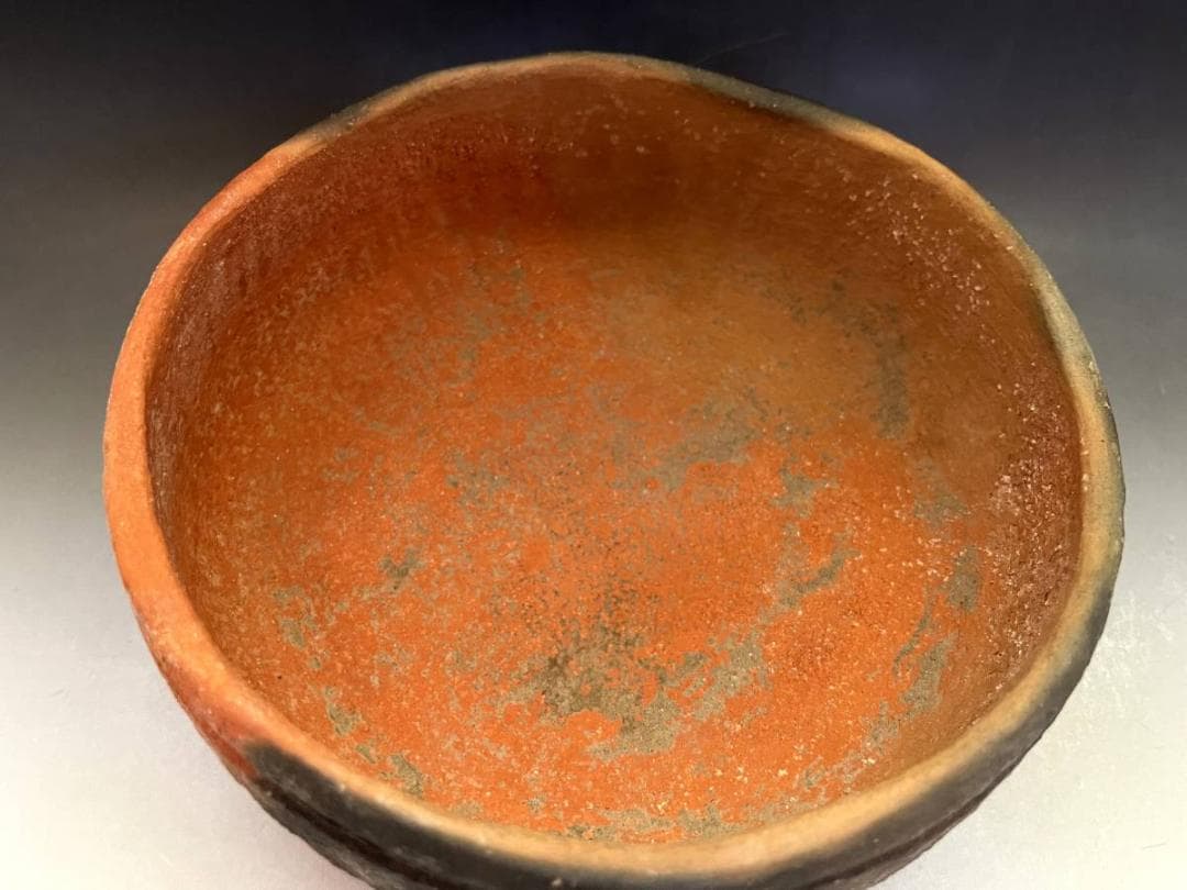 灰器■焼貫灰器 二代長楽作 「小川長楽」 赤楽 灰入れ 灰鉢 灰器 京焼 共箱■