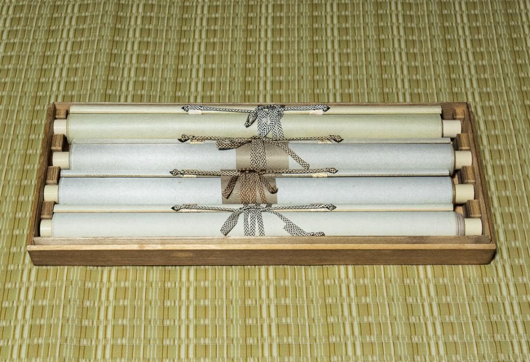 掛軸-1324　堤不羈　万葉四季　4幅対　共箱