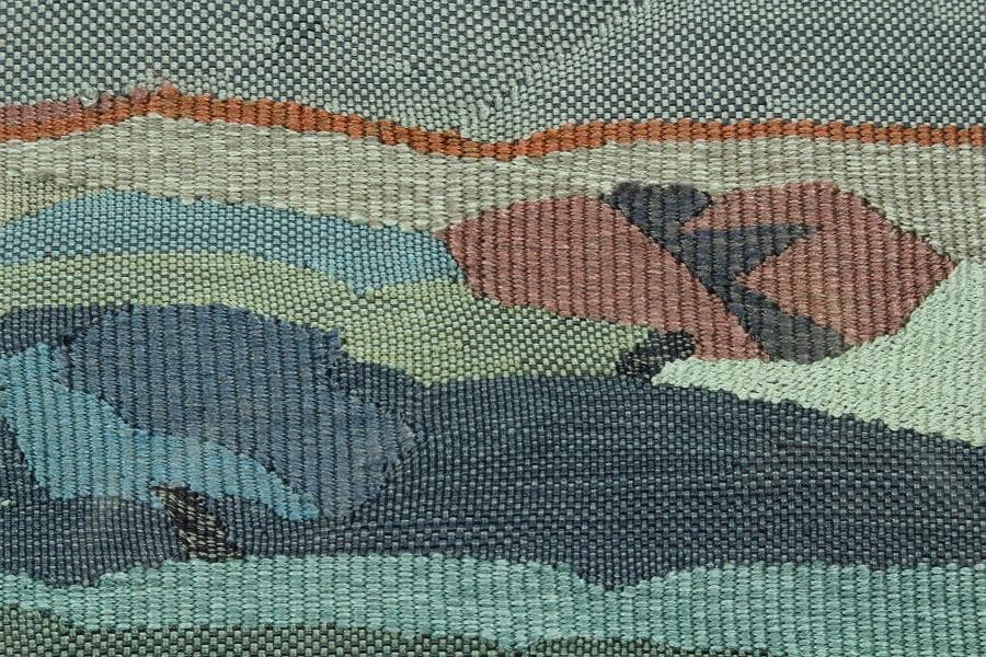 室内調度品 裂地風景画 額装 西陣 呉服屋蔵(K-LC936)