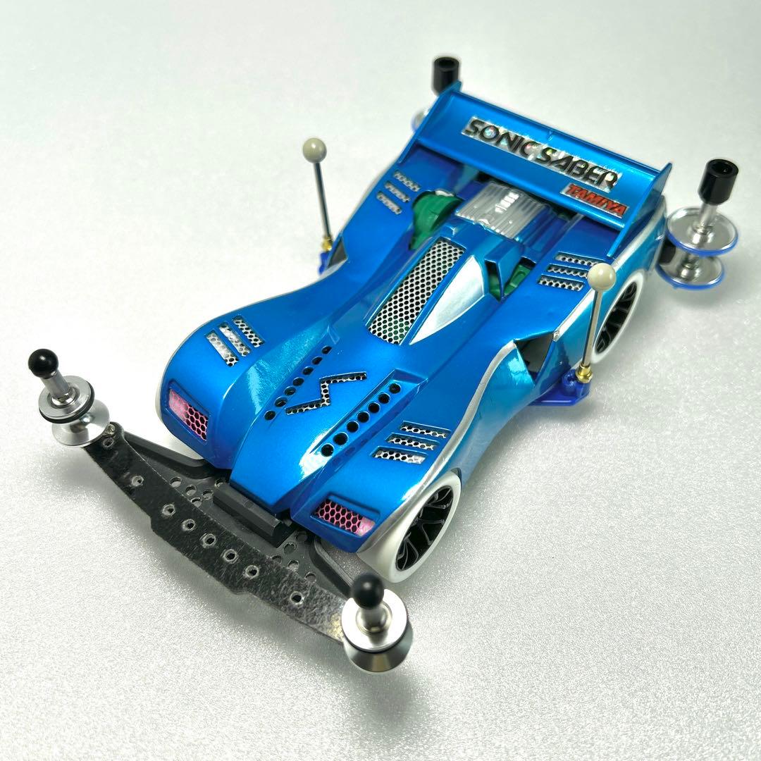 ミニ四駆　ソニックセイバー　肉抜き　クリヤーブルー　シルバーリーフ　キャンディ