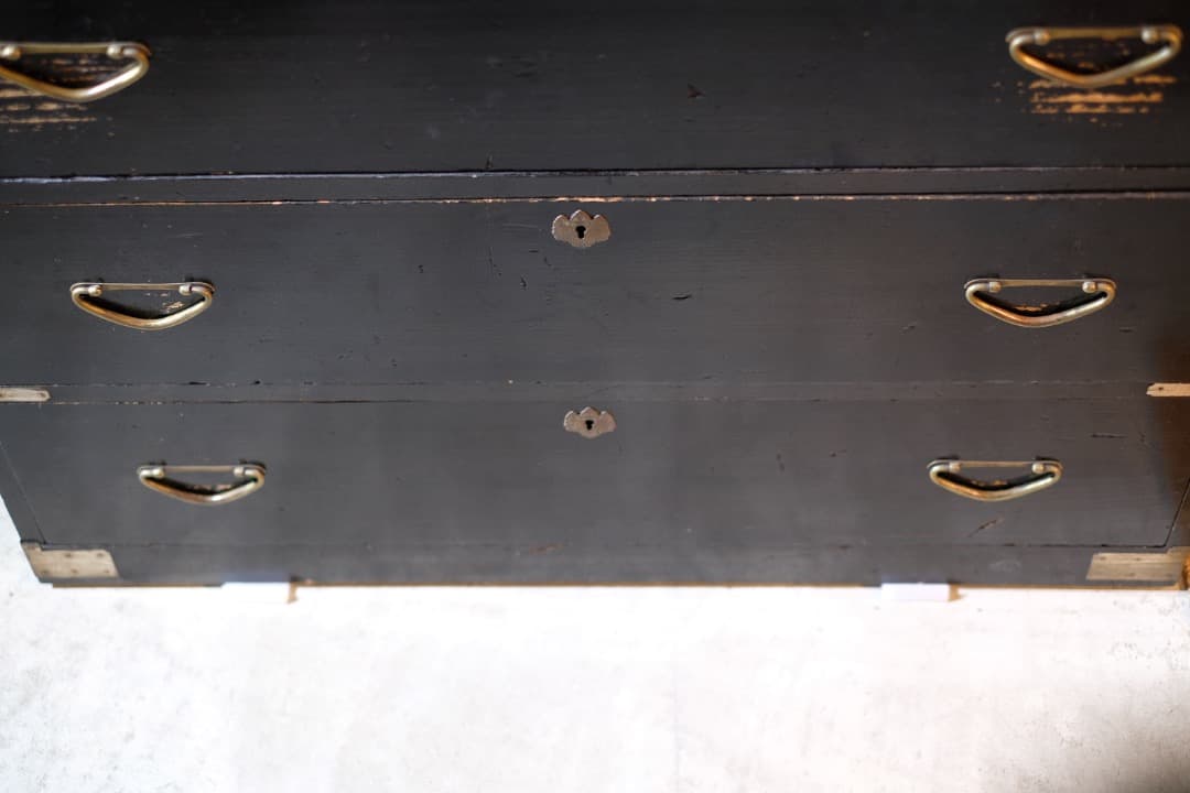 11/8迄出品 桐材漆塗時代箪笥（京都） ② 京箪笥 アンティーク