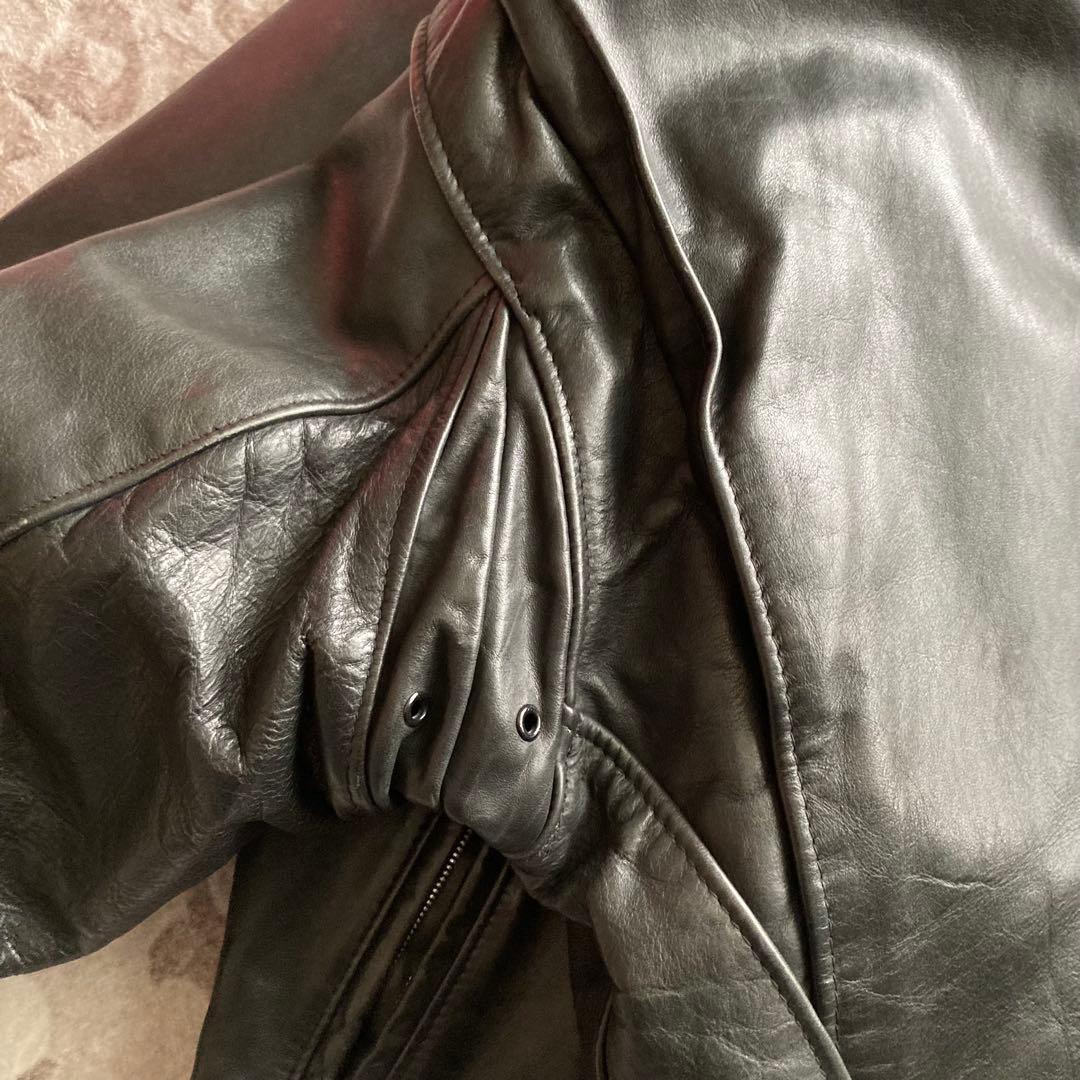 Schott ブラック レザー シングルライダースジャケット 42