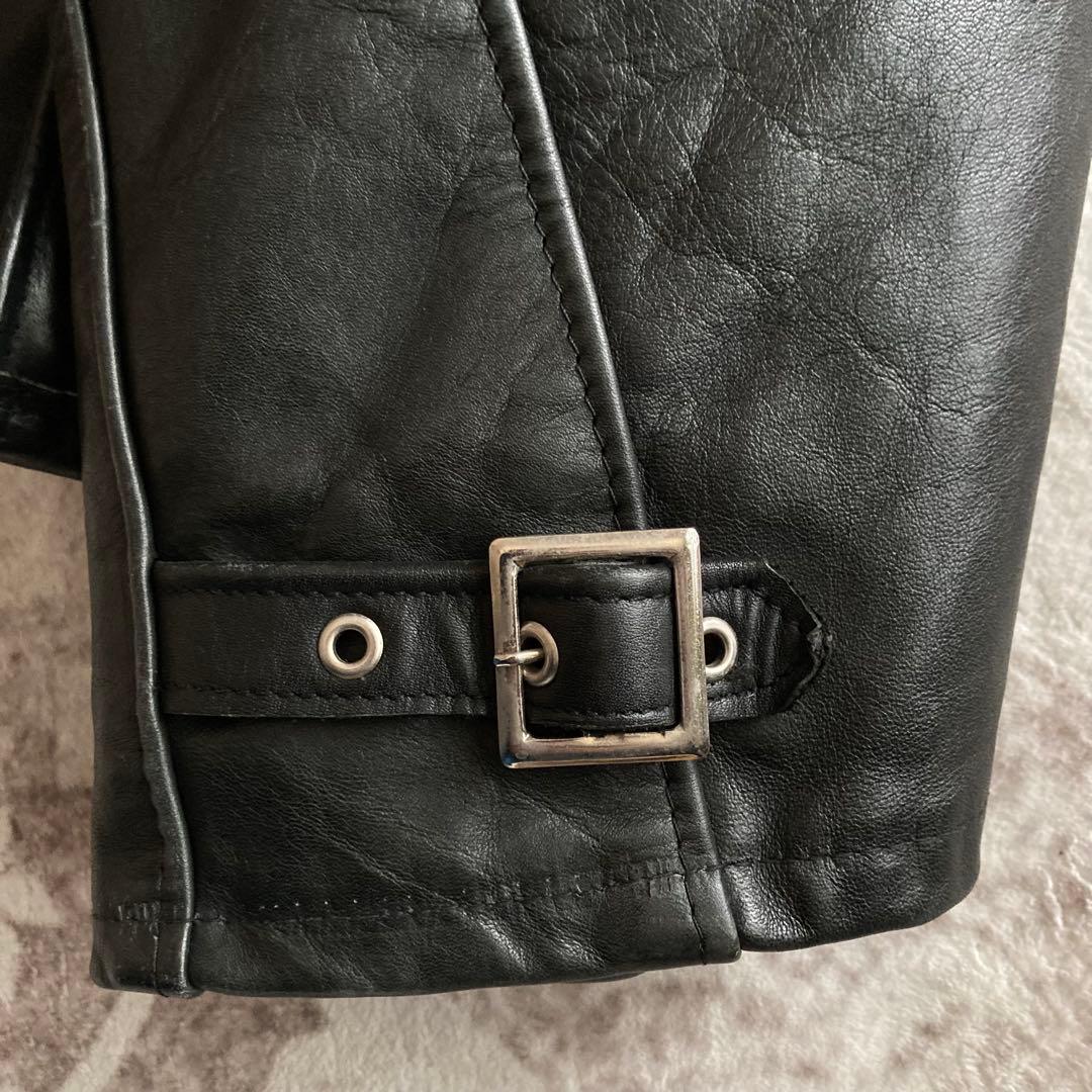 Schott ブラック レザー シングルライダースジャケット 42