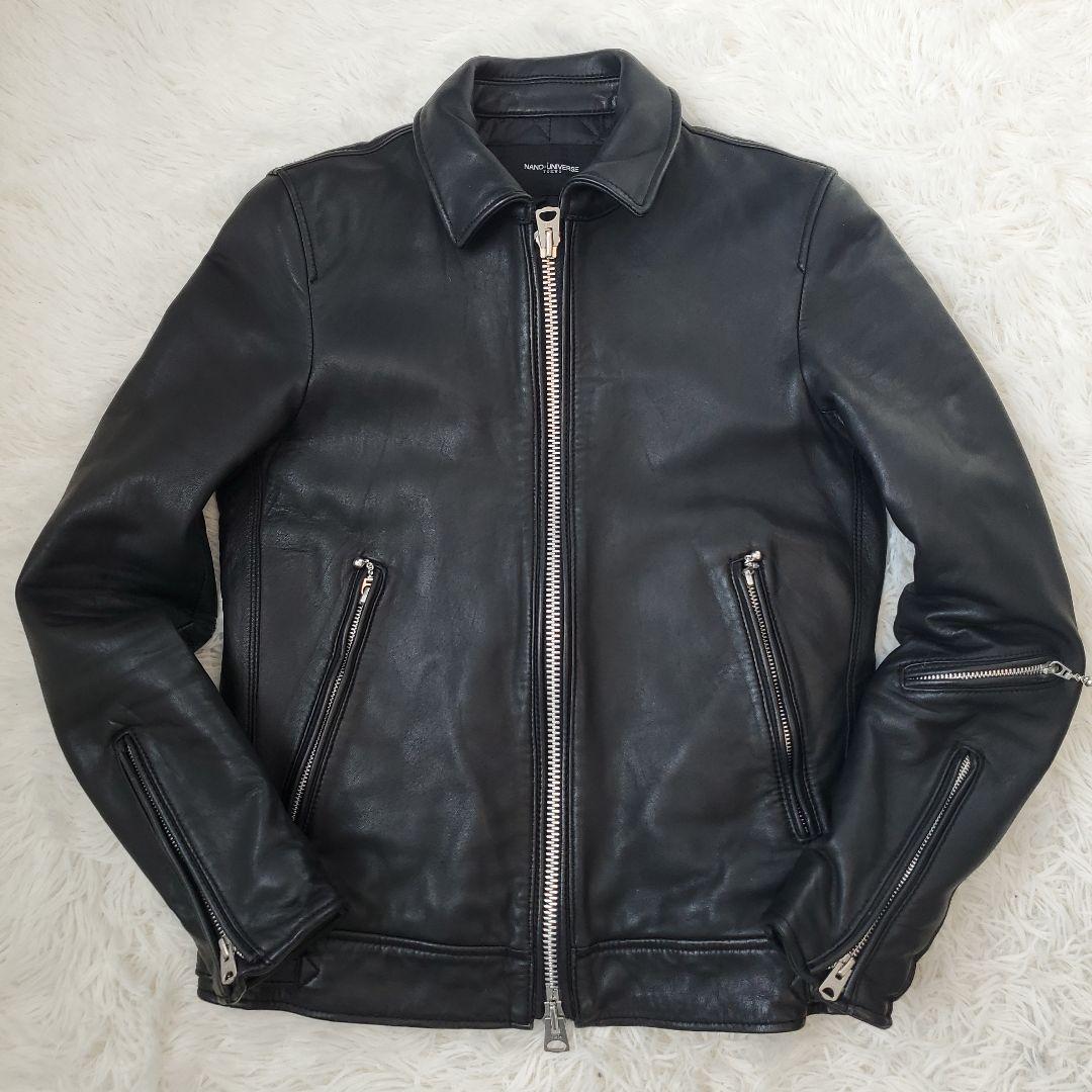 ⭐極美品⭐nano・universe ラムレザー シングルライダース 中綿 黒