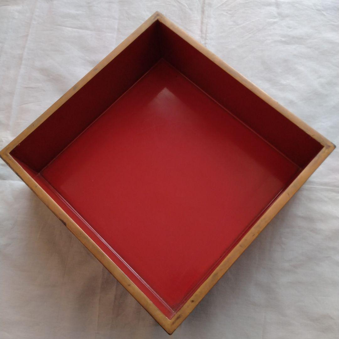 重箱5段 木製 漆器 松に鶴 翁と嫗 変え蓋付 木箱付 金彩 蒔絵 【送料込】