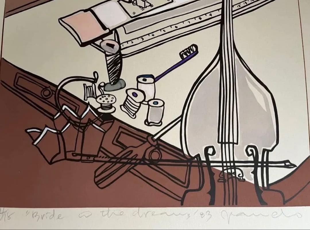 シルクスクリーン　限定版　サイン、ED有　額入り　ジニー・キム　希少　蝶