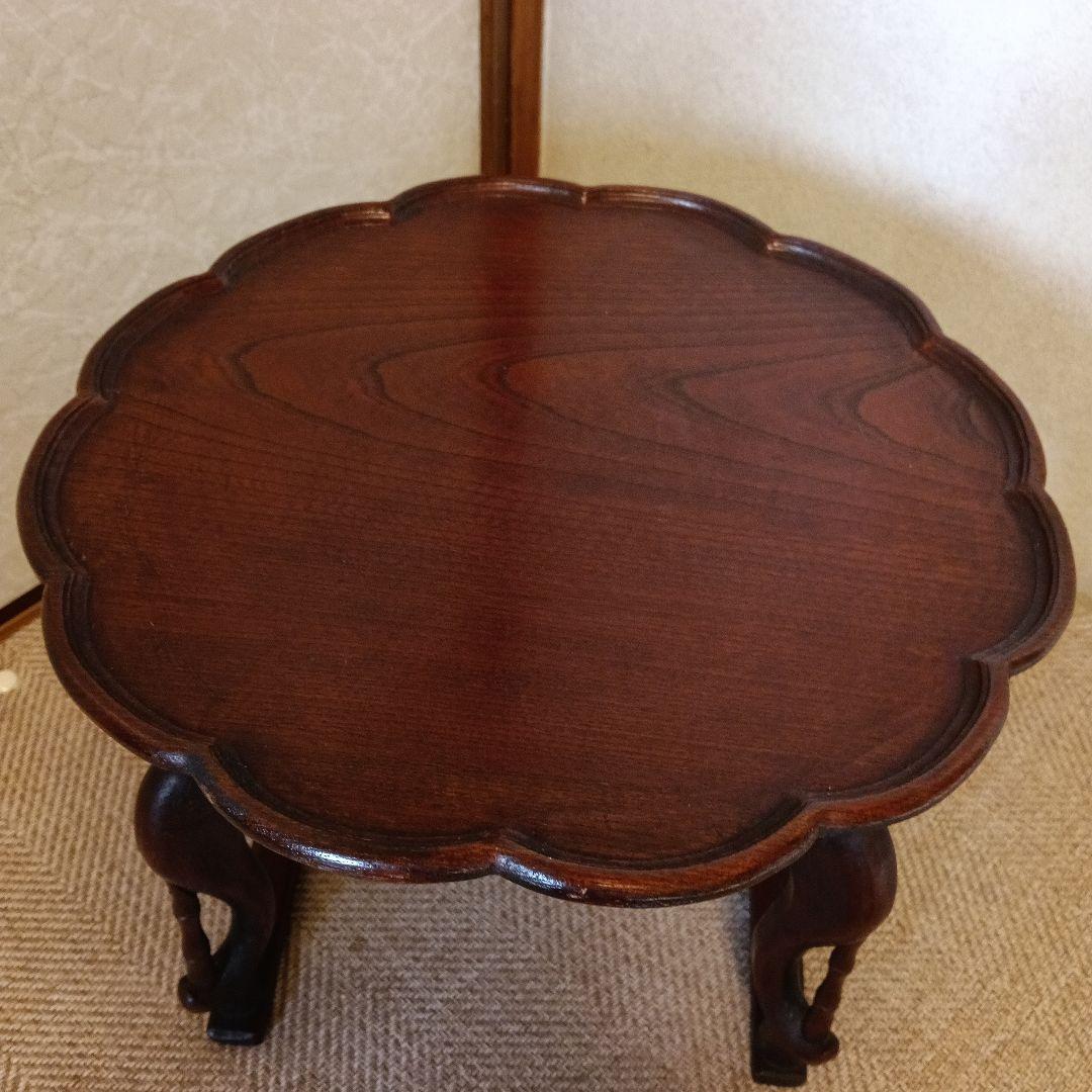 骨董 李朝 ソバン 李朝 お膳　花形 虎脚 机　花台 木製 飾り台