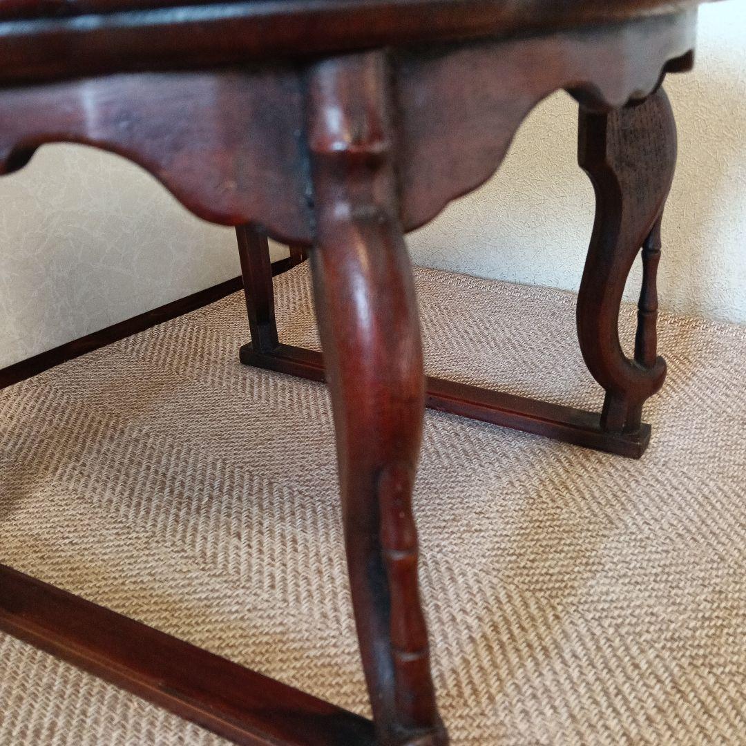 骨董 李朝 ソバン 李朝 お膳　花形 虎脚 机　花台 木製 飾り台