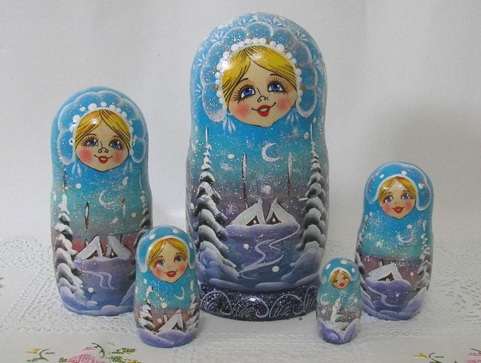 ★ロシア製高級マトリョーシカ★冬景色