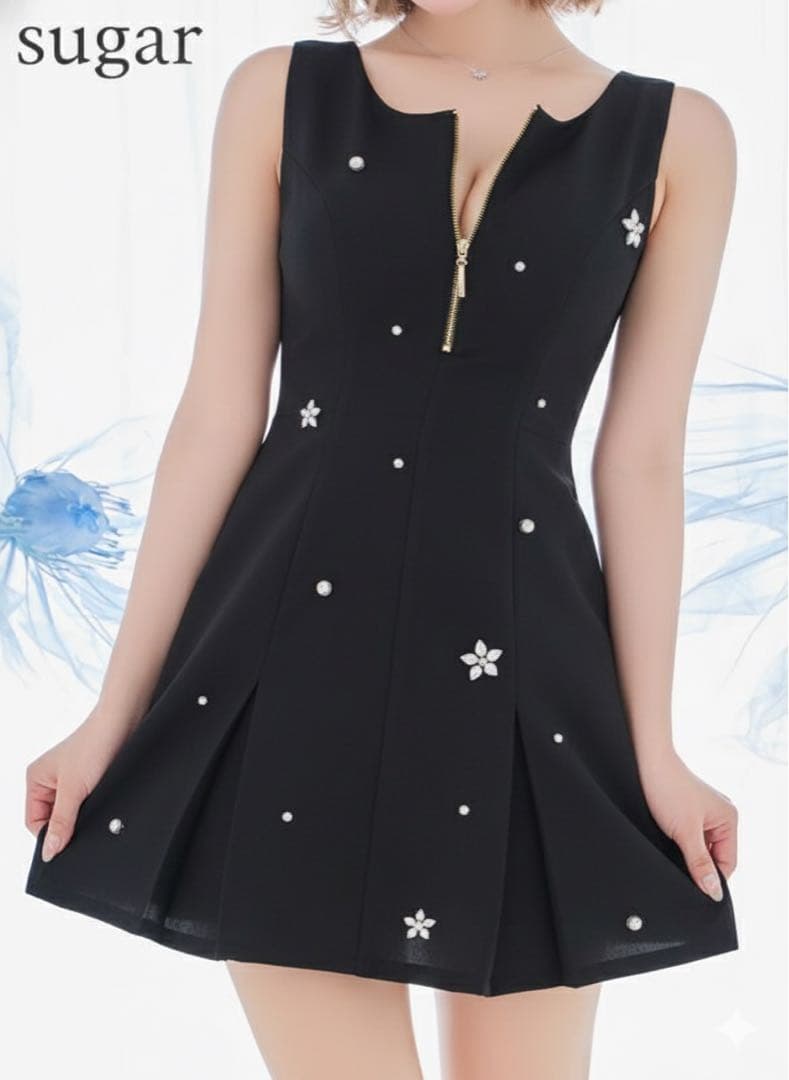 新品　robe de fleurs ドレス　M ブラック　シュガー