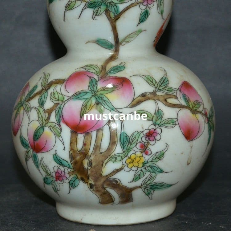 九桃ひょうたん瓶一対 景徳鎮 陶磁器 装飾品 現代工芸品 美術品 置物