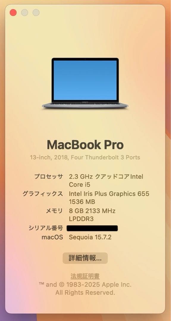 【即日発送】Macbook PRO 2018 スペースグレー