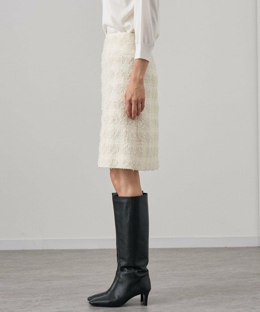 【新品未使用タグ付】ANAYIミックスヤーンツイードミニ スカート 38白