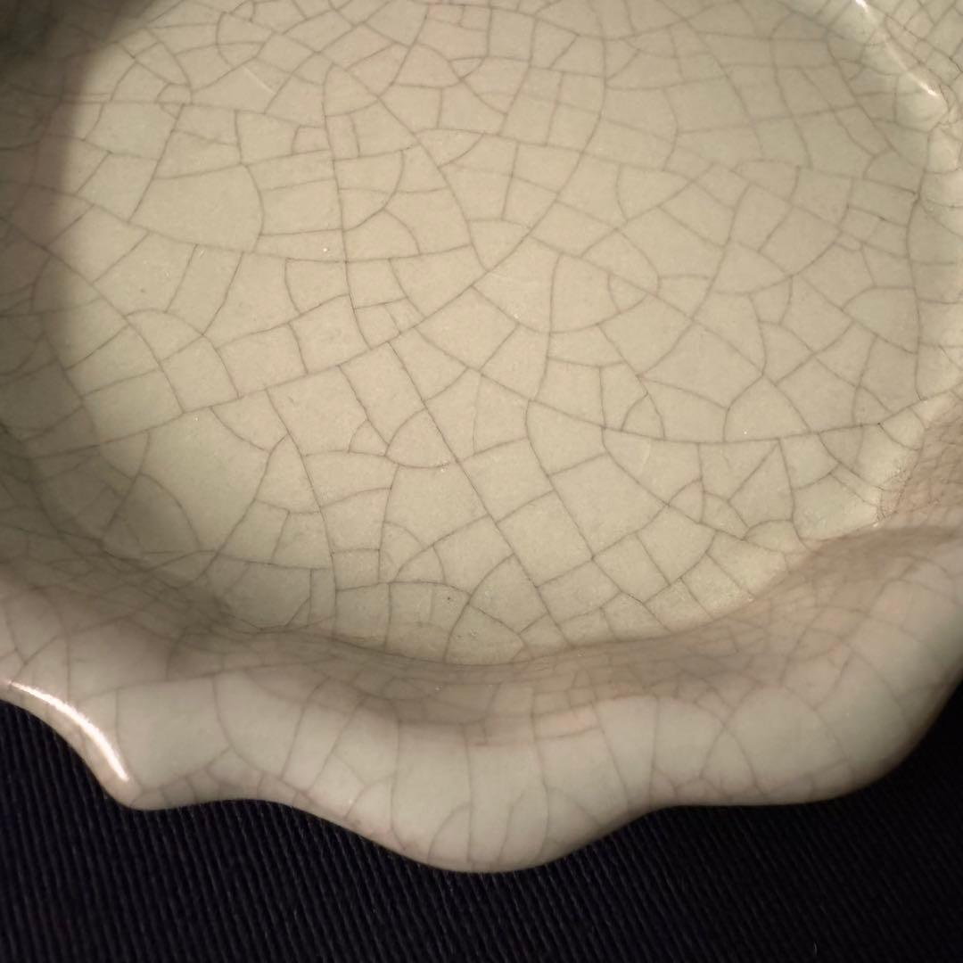 弓野窯　人間国宝　中島宏　青磁輪花　青磁　皿　2枚　中島ブルー