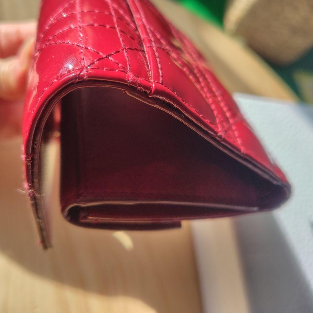 Dior 赤 エナメルレザー 三つ折り財布