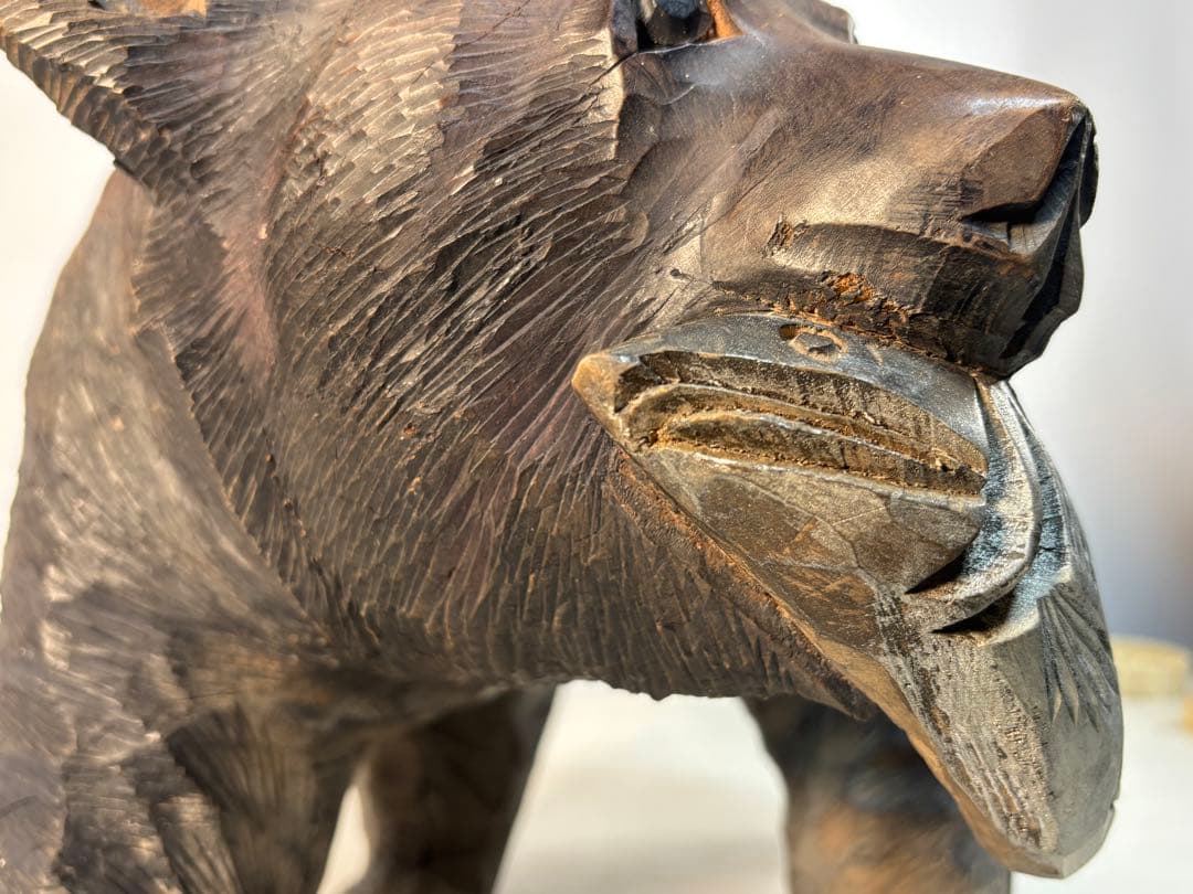 刻印「八江」木彫り熊　置物　北海道　クマ　民芸　古道具　アンティーク