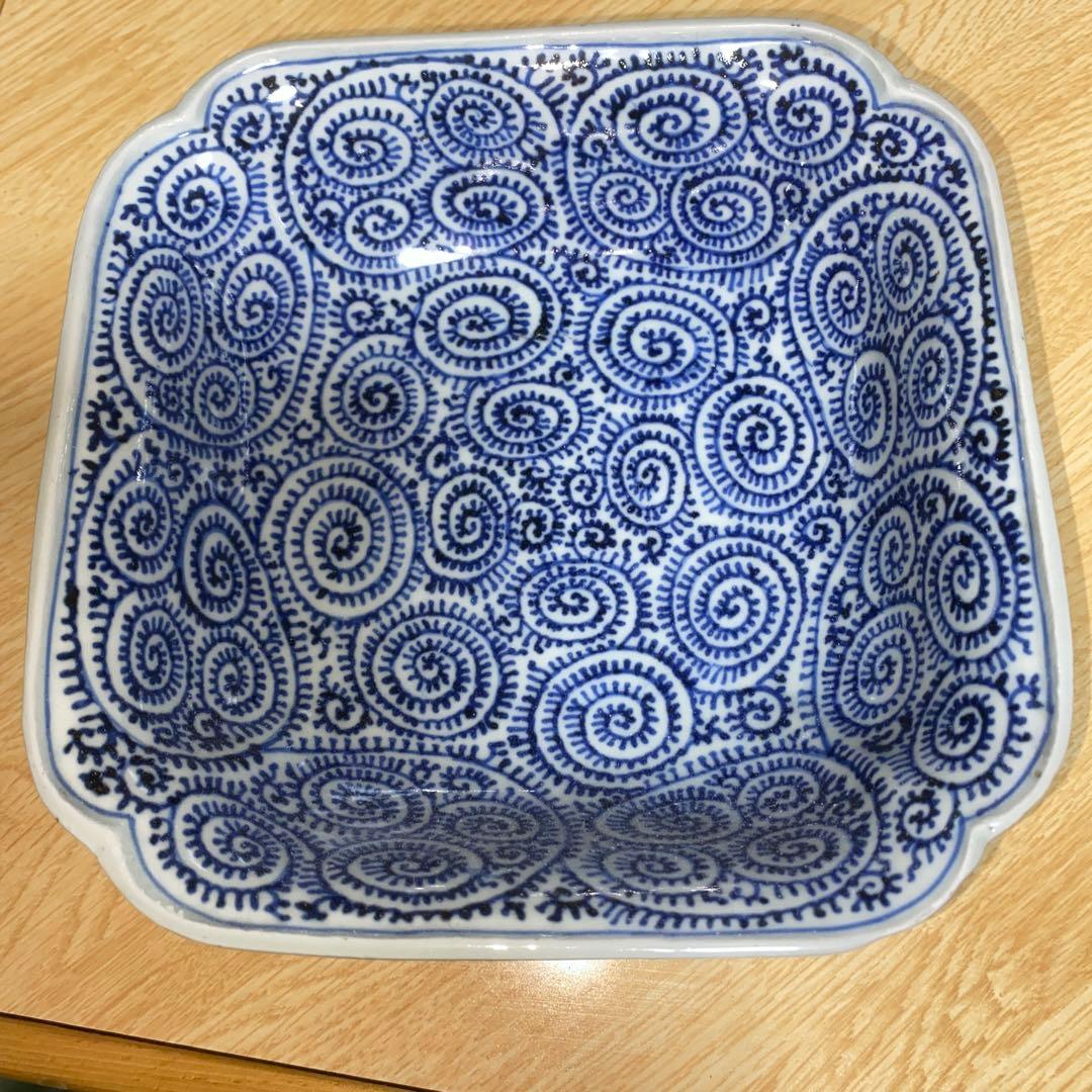 角鉢　タコ尽くし　江戸期　完品