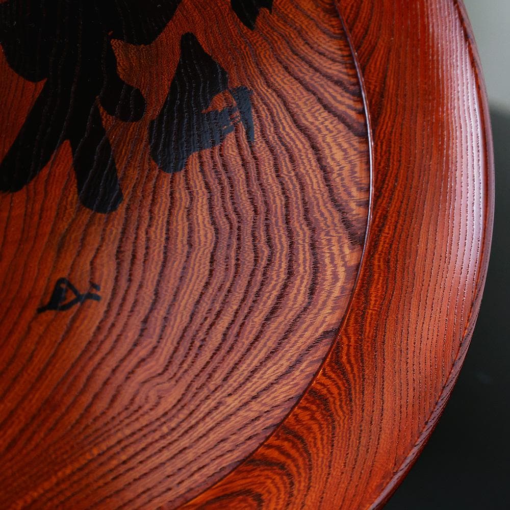 未使用 春正派 塗師 酒井半峰 松 無古今色 共布 栞 煎茶盆 直径28㎝