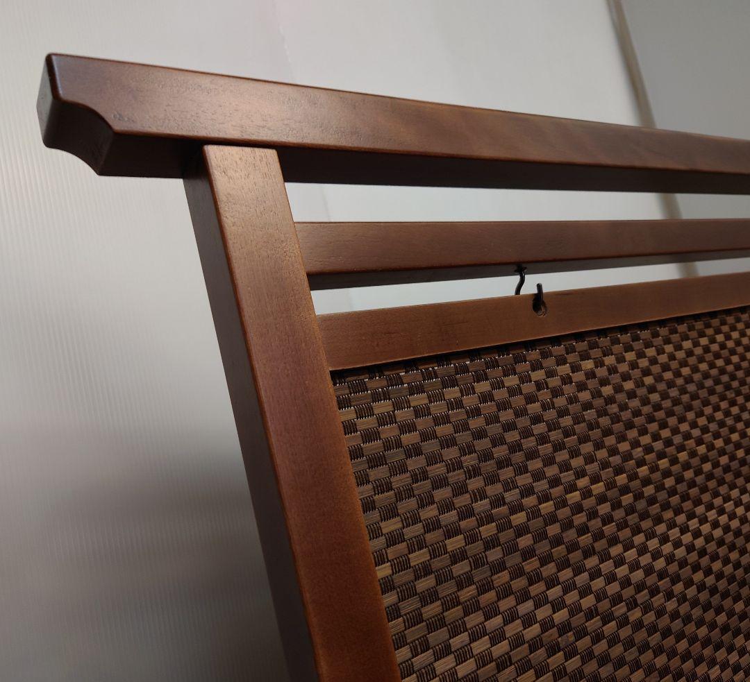 衝立　間仕切り 木製 竹簾パーテーション衝立　枯茶色仕上げフレーム　茶竹①