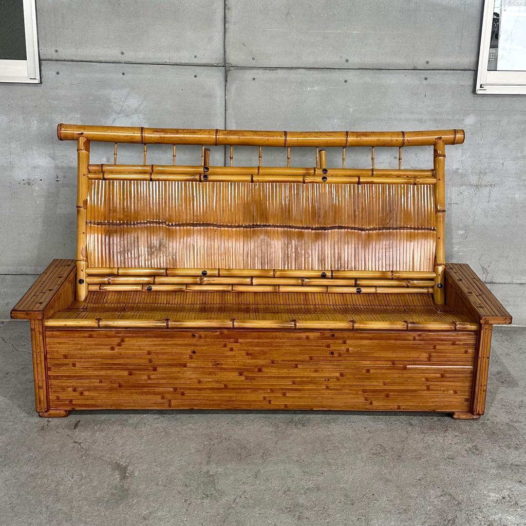 ✿伝統工芸✿ 和風竹家具 “梅里竹芸” 3人掛けソファ アジアン家具　長椅子