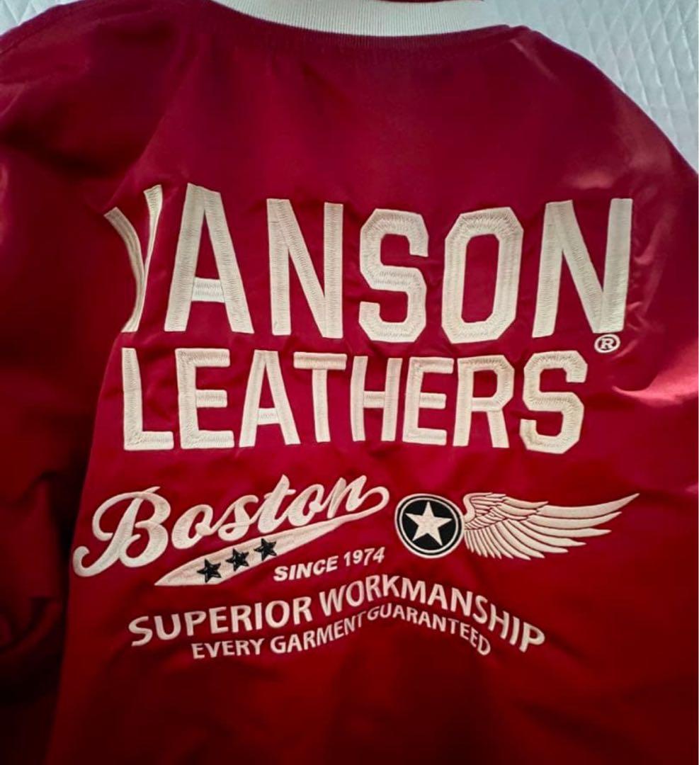 新品タグ付きVANSON NVJK-2208 レッド Lサイズ スタジャン