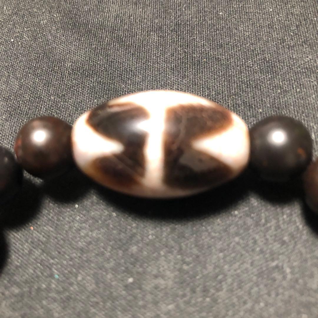 西蔵天珠‼️西蔵老礦龍紋米粒型双虎牙天珠老玉珠ブレスレット（念珠）